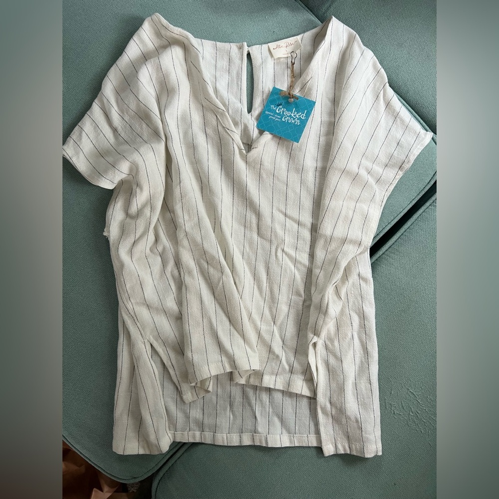 NWTs!!! The Crooked Crown: Allie Rose Linen & Viscose Striped Top (size: large)